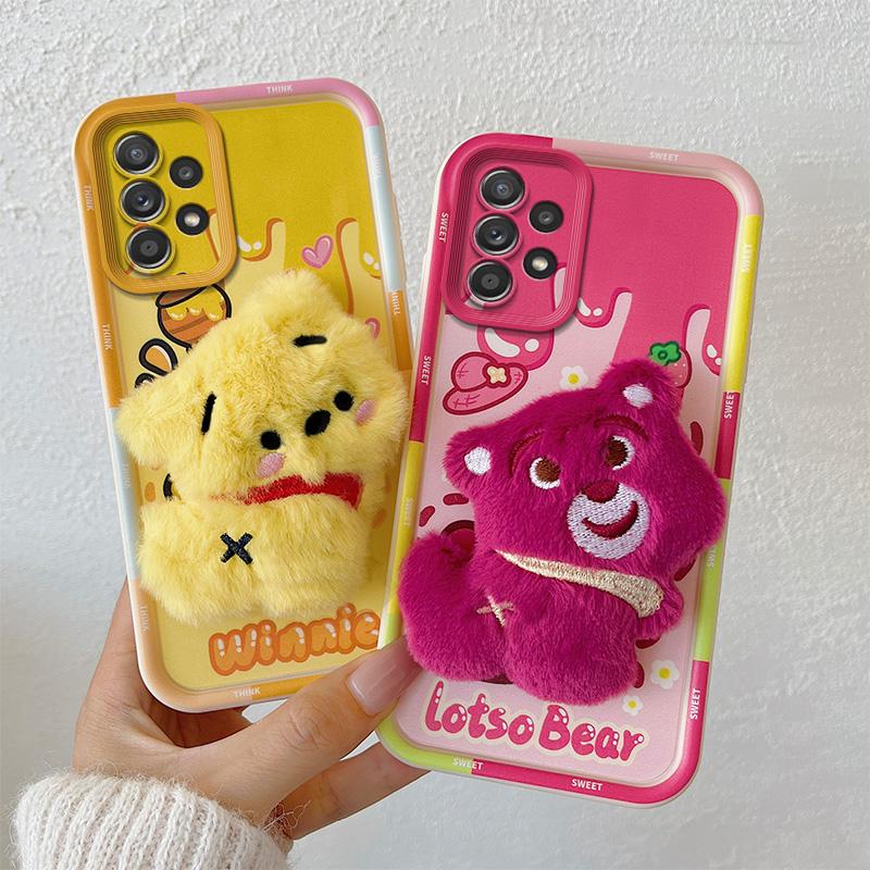 KEYSION Cute 3D Cartoon Plush Case for Samsung A53 5G A23 with Lanyard Silicone Shockproof Phone Cover for Galaxy A13 4G A53 5G