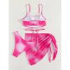 Sexy Gradient Tie-dye Bikini Women Solid Halter Cross Cover Up Skirt 3 Piece Swimsuit Bathing Suit Swimwear