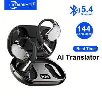 Наушники с функцией перевода в реальном времени на основе ИИ, поддержкой 144 языков, Bluetooth 5.4, заушным креплением, HiFi шумоподавлением.