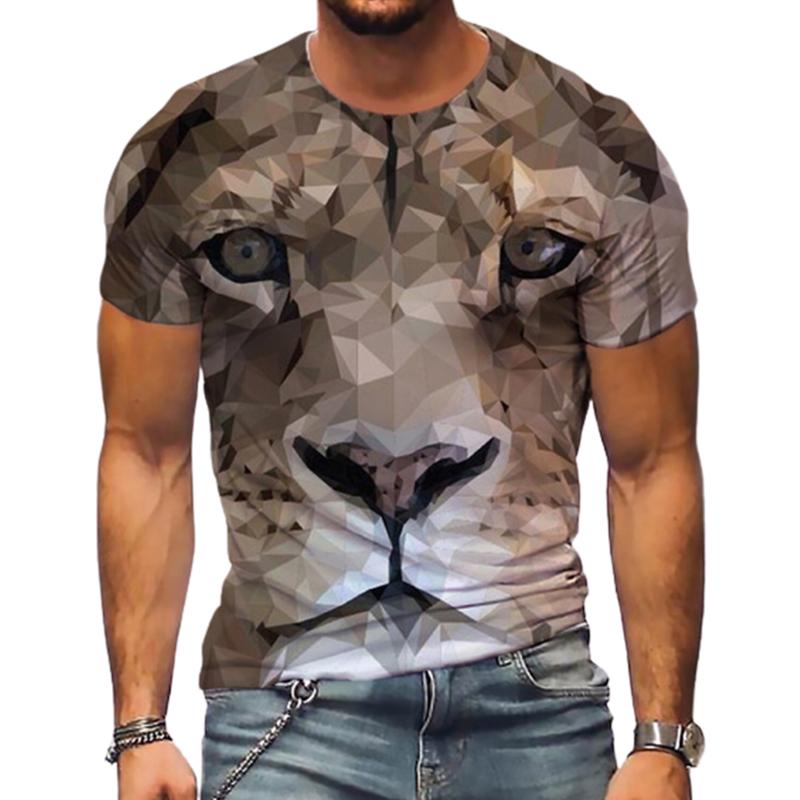 Новая летняя мужская модная футболка, мужская футболка с принтом Fierce Tiger, топ
