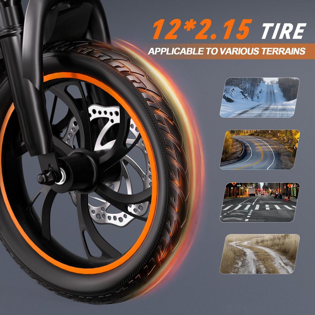 YAMALI X12 350W Складной Электровелосипед 36В 13Ач 12" Толстые Шины Электровелосипед для Взрослых, 25км/ч, 35-40км Запас Хода, Легкий Городской Велосипед