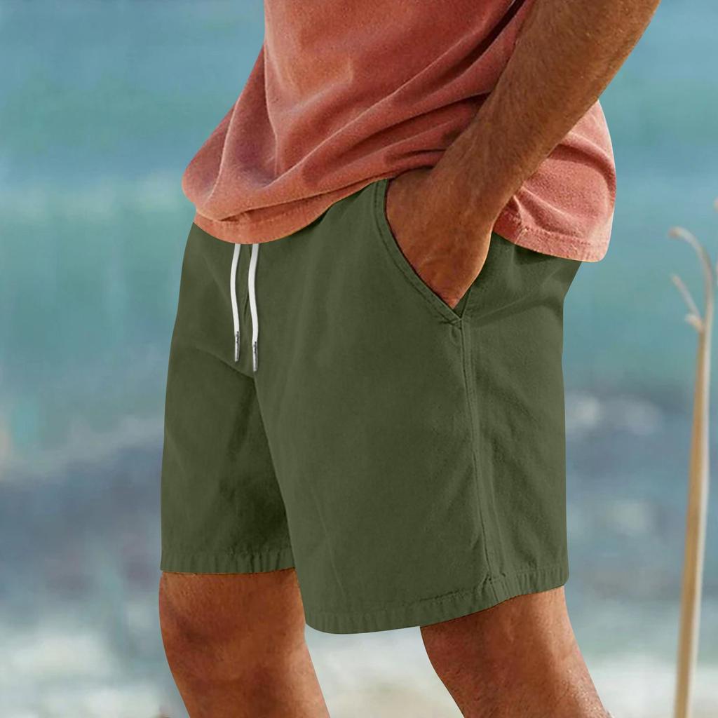 Мужские спортивные хлопковые льняные повседневные свободные шорты Повседневные пижамы с карманами для бега Брюки