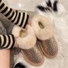 Fashion Glitter Sequins Snow Boots Fot Women Thick Bottom Non Slip Fur Ankle Boots Woman Short Plush Cotton Shoes Size 42