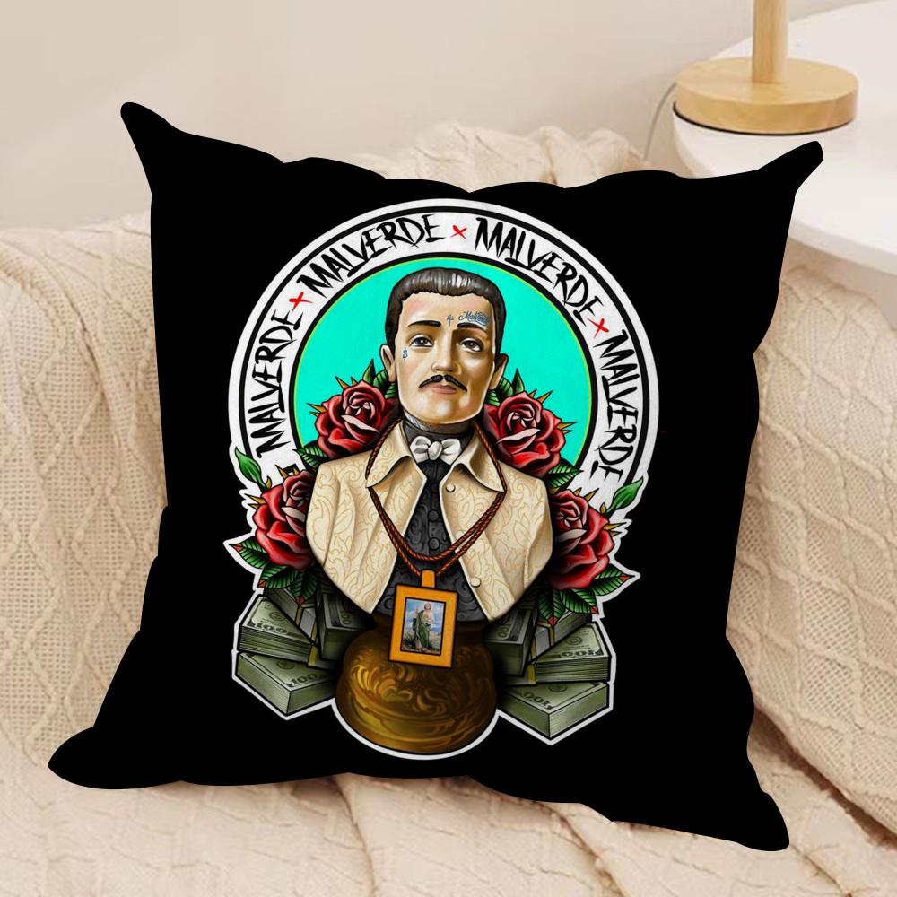 Чехол на подушку J-Jesus Malverde Мягкая плюшевая ткань Двусторонний печатный чехол на диванную подушку для всех сезонов Домашний декор Подарок
