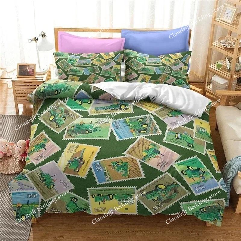 Farm Tractor Bedding Set Duvet Cover Set with Pillowcase Home Textile Twin Full Queen King Bedclothes for Family Home Decor