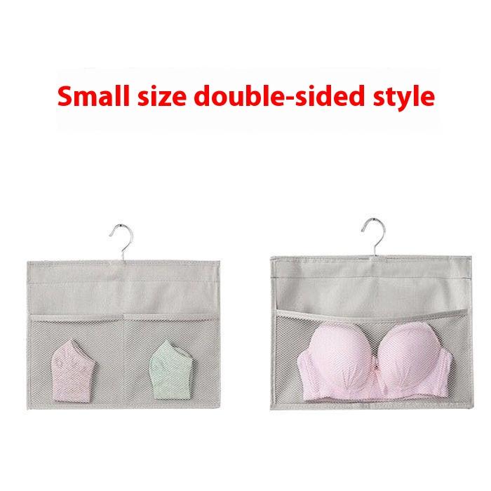 Non-Woven Double-Sided Underwear Storage Bag Wardrobe Hanging Bag Folding Clothing Organizer Transparent Socks Bra Storage Bags