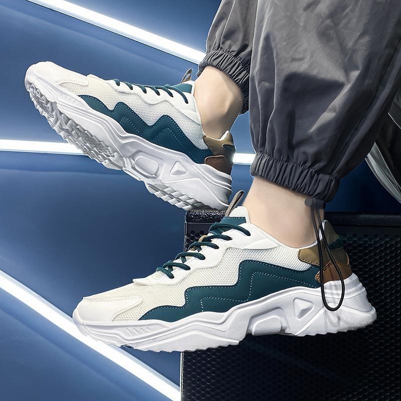 Модные кроссовки на платформе, мужские, новые осенние, низкие, сетчатые, на шнуровке, кроссовки для мужчин, разноцветные, универсальные, на толстой подошве, вулканизированные туфли