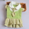 Весна ЛетоОдежда для собак Колледж Стиль Платья с галстуком для домашних собак Одежда для маленьких собак и кошек Клетчатая юбка-пачка Платье для щенков и девочек Костюмы