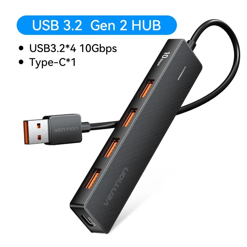 Vention USB 3.2 Gen2 ХАБ 5 портов Разветвитель 10 Гбит/с USB A Тип C ХАБ Многопортовый адаптер для MacBook iPad Ноутбука Расширение ПК Настольный