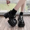 Мода 9 см Каблуки Пряжка Повседневная Кожаная Обувь Новая 2025 Весна Женские Массивные Кроссовки Удобные Туфли-Лодочки Высокая Платформа Обувь для Ходьбы Женщина