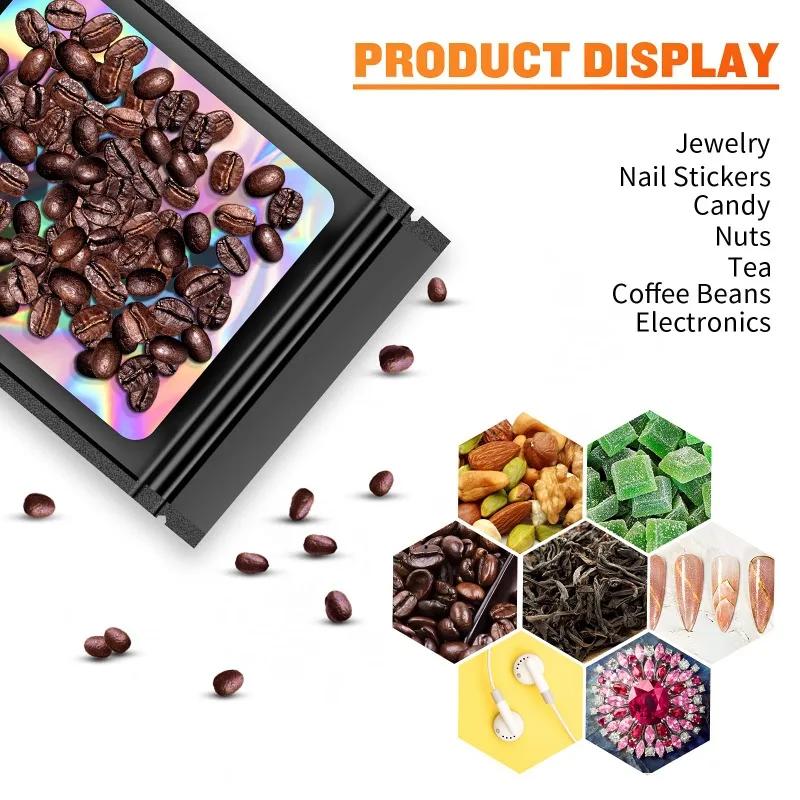 Голографические пакеты с зиплоком Пластиковые лазерные переливающиеся пакеты на молнии для маникюра, демонстрации ресниц, серег, колец, пакет для хранения ювелирных изделий