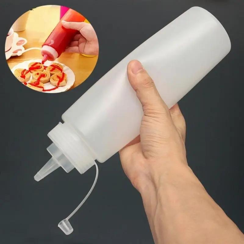 Универсальная бутылочка-сжиматель для приправ - Идеально подходит для заправок для салатов, оливкового масла и соусов - Прочный пластиковый кухонный диспенсер
