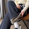 Осень зима теплые прямые брюки женские зимние плюшевые флисовые термоэластичные женские вельветовые свободные брюки женская плотная одежда