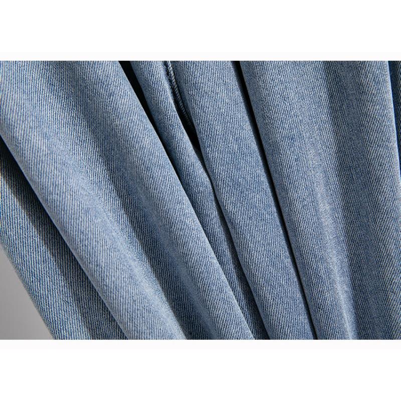 Весна Осень Новые джинсы с эластичной талией женские большие размеры модные шаровары с двойным карманом универсальные свободные брюки длиной до щиколотки