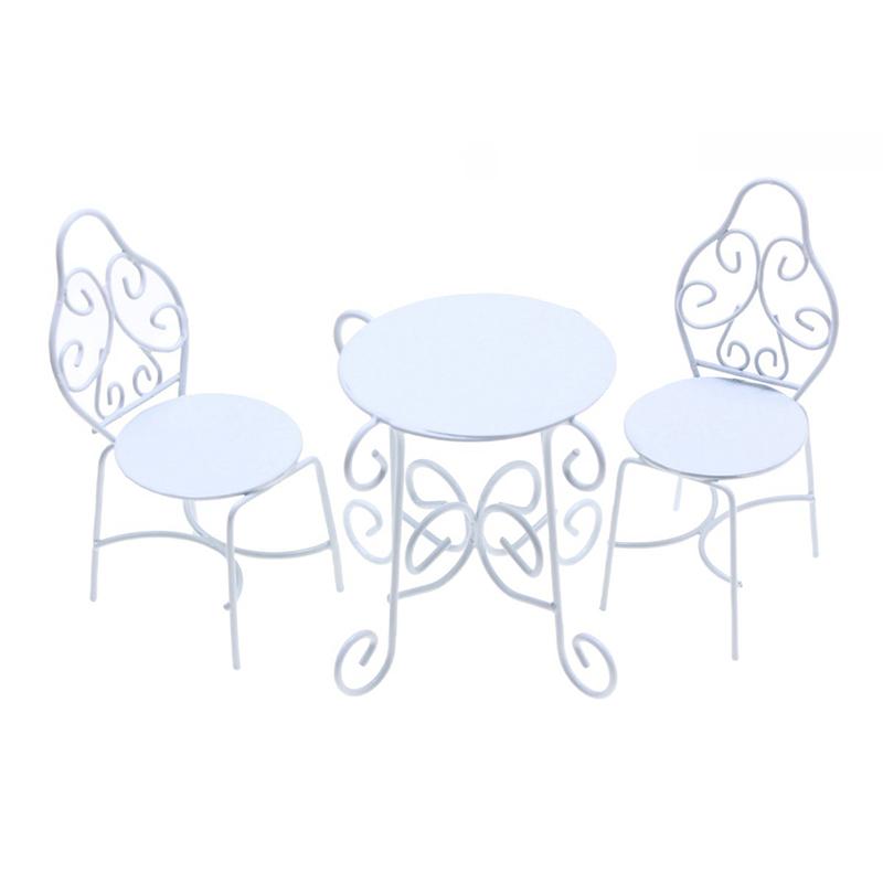 1Комплект 1:12 миниатюрных столов и стульев для кукольного домика, набор из железного художественного чайного столика, стульев для дома, сада, модели кукольной домашней мебели, декора, игрушки
