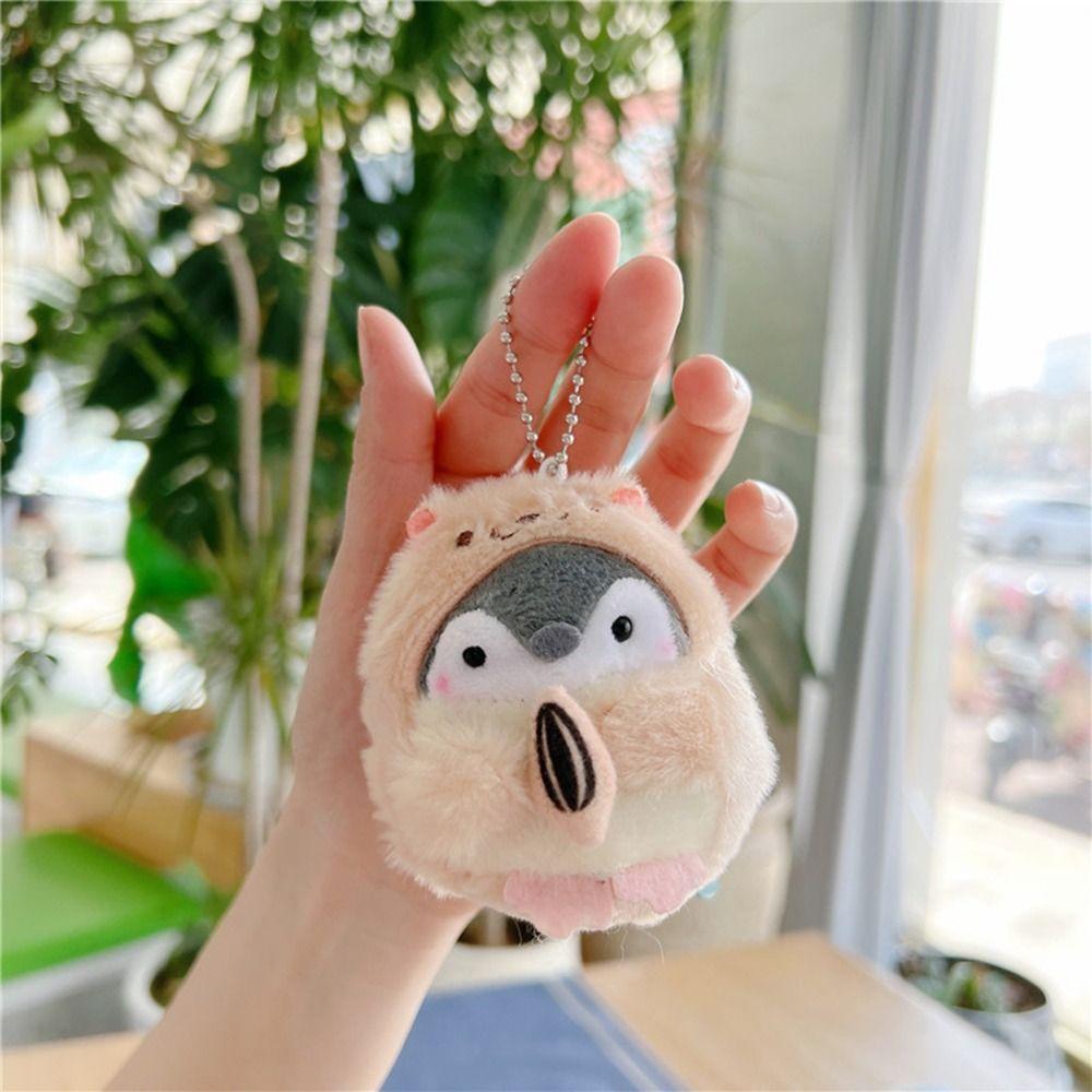 Tourist Hat Penguin Plush Key Ring Cartoon School Bag Keychain Cute Key Pendant  Men Women