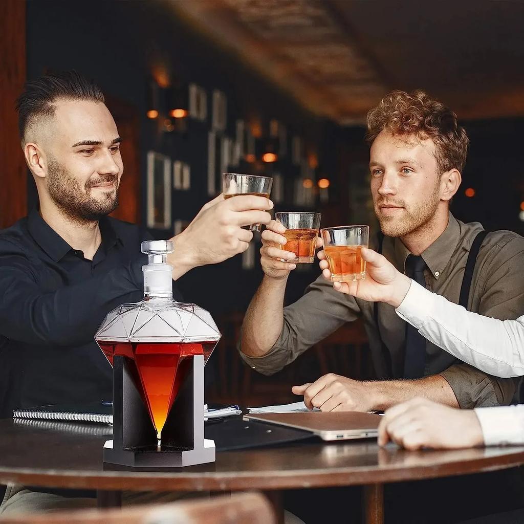 850 мл высококачественный графин из стекла Diamond винная бутылка с деревянным держателем герметичная пробка подходит для всех видов алкоголя подарок