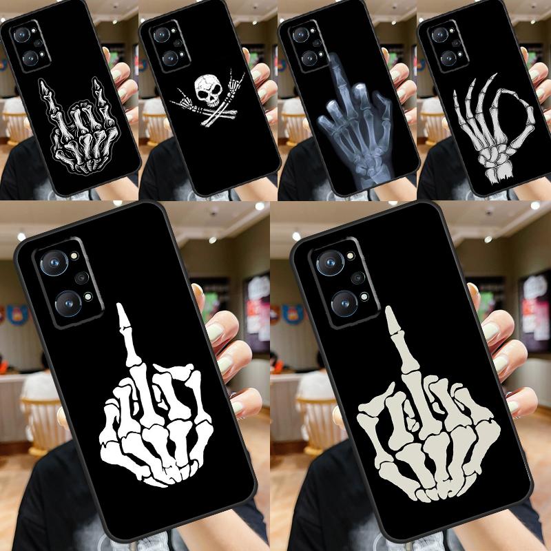 Skeleton Middle Finger For Realme C67 C55 C53 C51 C35 C33 C31 C30 C25s C21Y GT Neo 6 GT5 9 10 11 12 Pro Plus Case