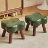 Nordic Furniture Solid Wood Small Stool Porch Shoe Changing Stool Living Room Sofa Footstool Creative Leather Stool Home Seat