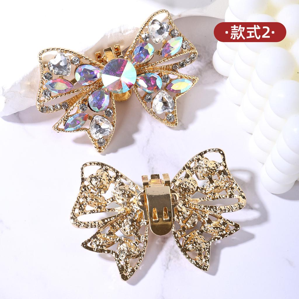 Съемная пряжка для обуви со стразами в виде банта 1 шт.