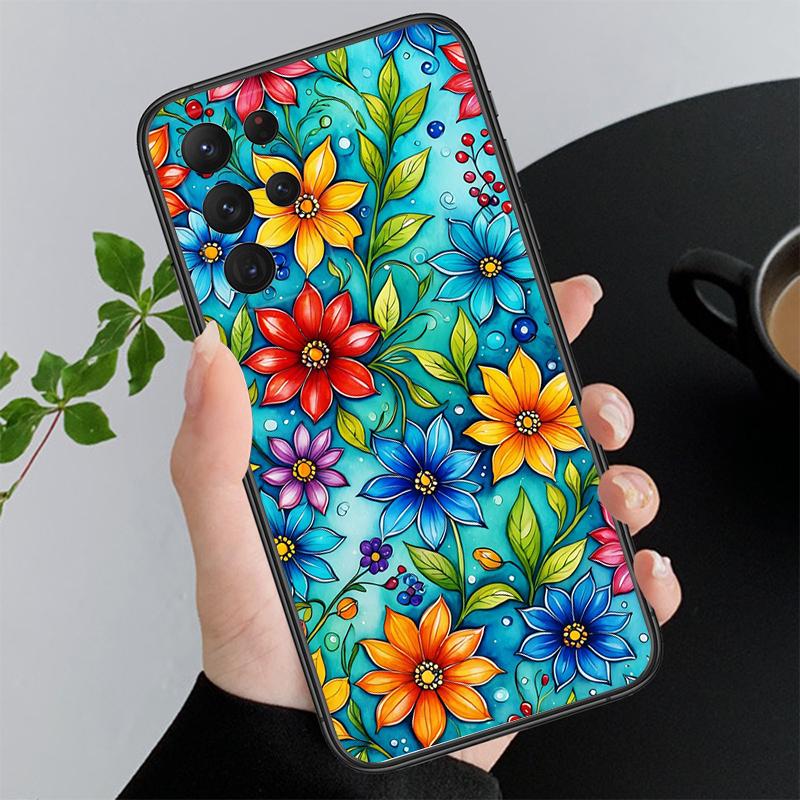Цветочный Арт Чехол для Телефона Для Samsung Galaxy S26 S25 S24 S23 S22 Ultra S23 S22 S25 Plus S24 FE S26Edge