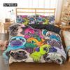 Cute Animal Bedding Set Cartoon Pug Dog Duvet Cover Sets Kids Comforter Cover Queen King Twin Single Size Polyester Quilt Cover