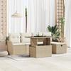 VidaXL 6-Piece Garden Sofa Set with Cushions Beige Poly Rattan 3359708