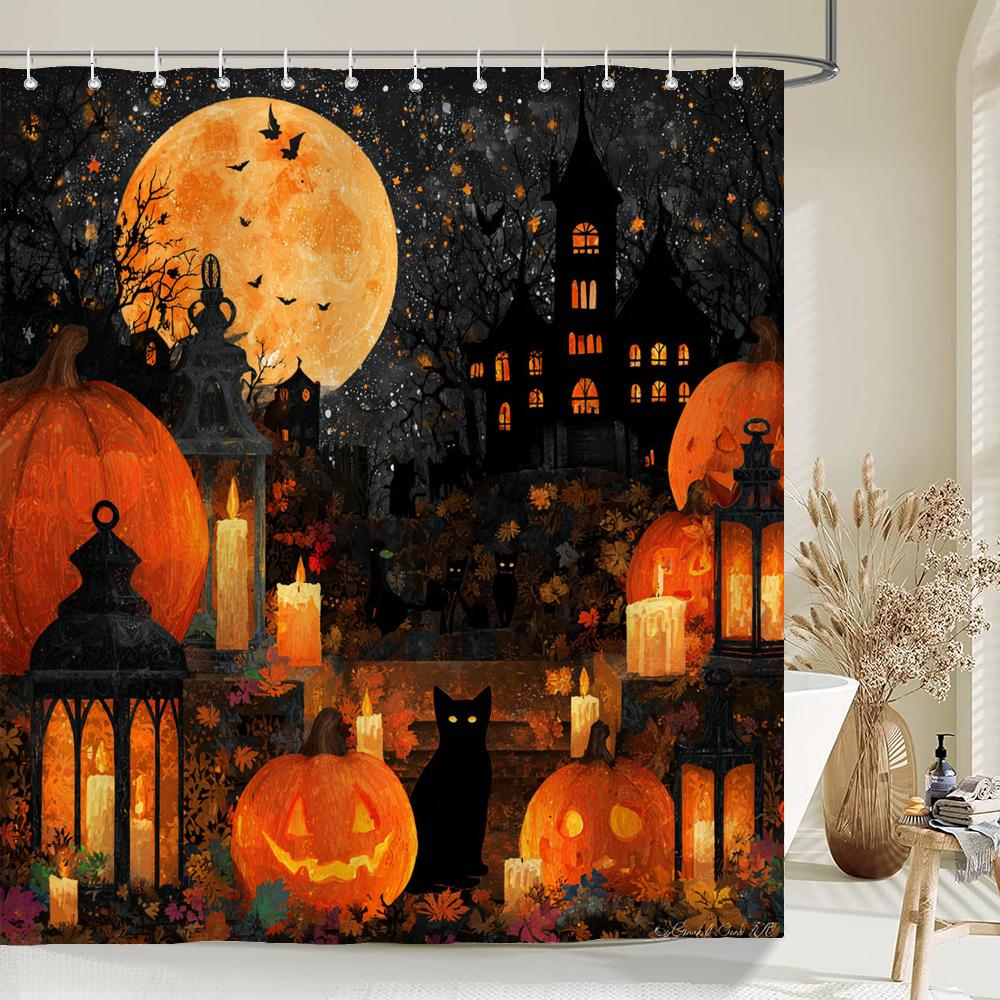 Halloween Shower Curtain Horrible skulls and crows Bathroom Curtain All Saints Day Bathtub Curtain for home Decor Curtain