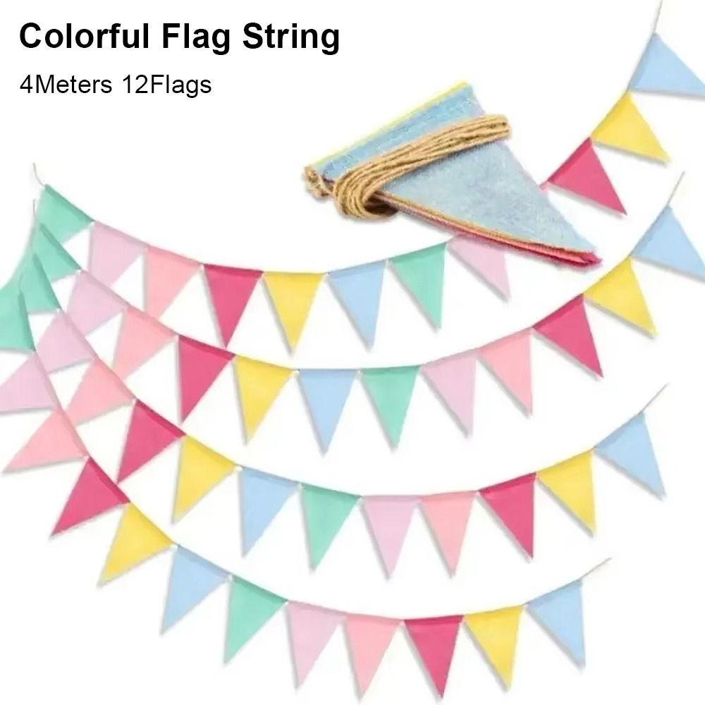 1Pcs 12 Flags Colorful Flag String  for Happy Birthday Party Wedding Decoration