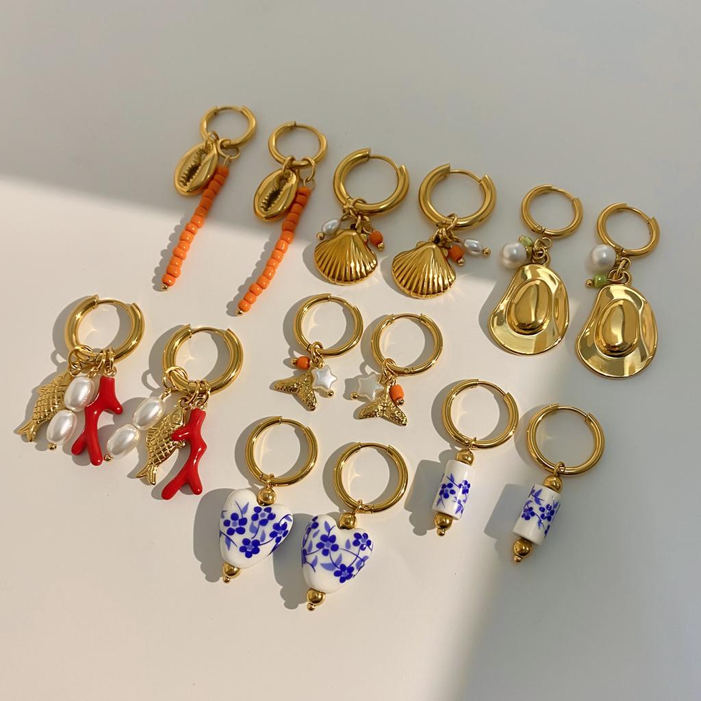 Модные Серьги-Подвески Yori с Шармами, Нержавеющие, Покрытие 18K Золотом PVD, Водонепроницаемые, Ежедневные Украшения, Привлекательные Женские Аксессуары