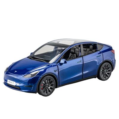 1/24 Tesla Model Y с зарядным устройством, литая игрушечная модель автомобиля со звуком и светом, детский коллекционный подарок