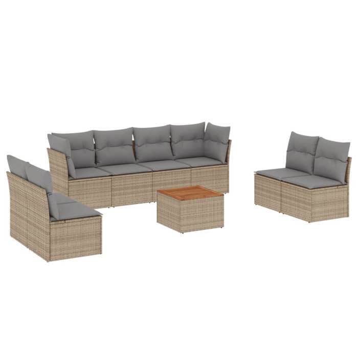 VidaXL Salon de Jardin avec Coussins 9 pcs, Canapés de Terrasse, Ensemble de Meubles de Patio, Mobilier d'Extérieur, Mélange 3255912
