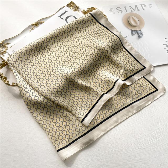 Silk Scarf For Women Luxury Hijab Hair Bands Square Neckerchief Female Satin Shawl Ribbon Headband Fashion Wraps Bandana