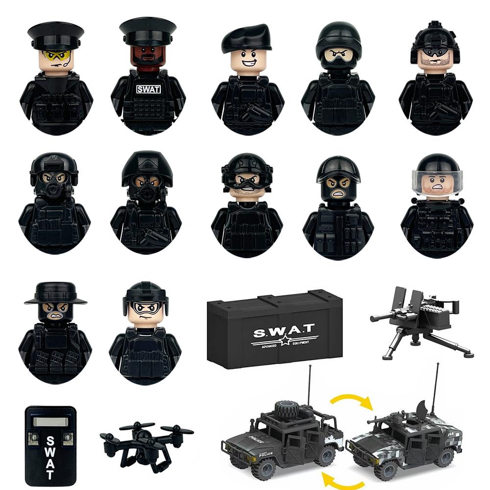 Военный Армейский Спецназ SWAT Гангстер Строительный Блок Игрушка Джипы Внедорожник Модель Солдат Оружие Сборка Фигурки Игрушки