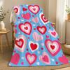 Cute Heart Pattern Gift Throw 240g Flannel Blanket, Suitable for Sofas, Beds, Offices, Exquisite Gift Blankets