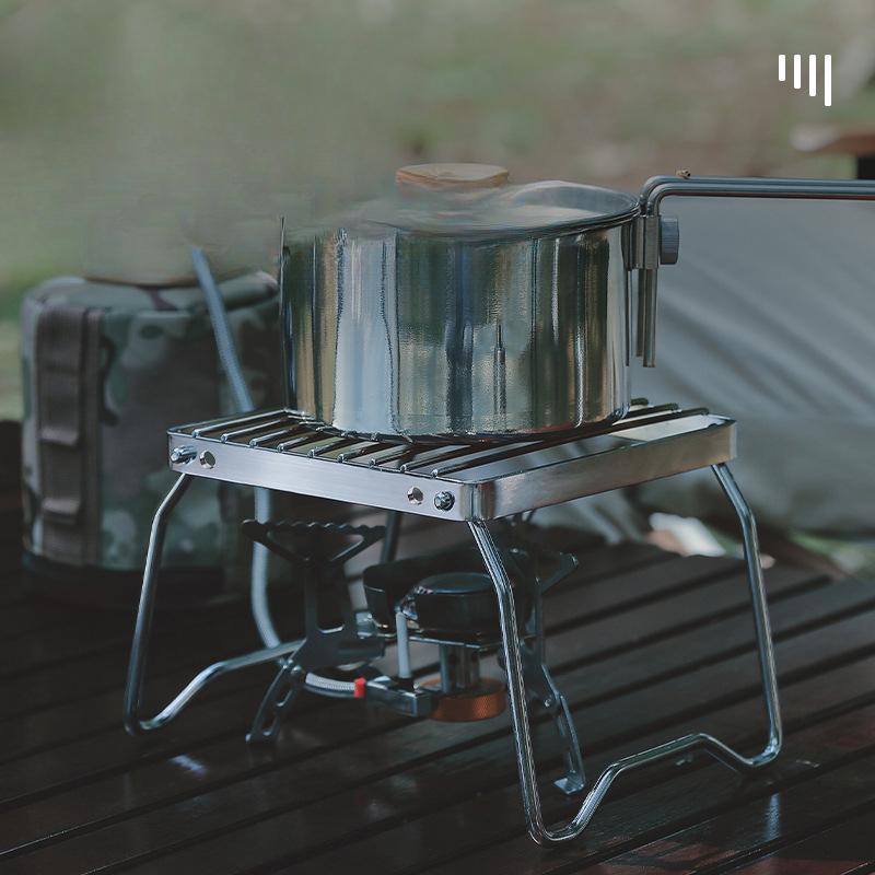 Уличный кронштейн для горелки, портативный складной кронштейн для чайника, полосатая сетка из нержавеющей стали, мини-кронштейн, кронштейн для противня
