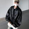 Мужская ретро кожаная куртка с мягкими плечами – Повседневный свободный крой для весны/осени