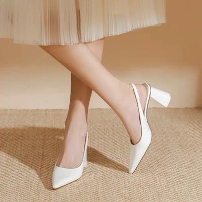 Женские дизайнерские сандалии с острым носком, летние новые женские модные неглубокие туфли, квадратный высокий каблук, ремешок на щиколотке, гладиаторские сандалии