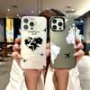 Цветной чехол для телефона для iPhone 17 16E 16 11 15 14 Pro MAX 12 13 MINI 7 8 Plus XR SE Серебристый IMD чехол Мультяшный Пейзаж с картой мира