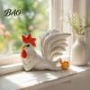 Resin Rooster Statue White with Enchanting Posture & Long Eyelashes, Creative Table Art Sculpture, Funny Auspicious Animal Figurine Decoration, Rustic