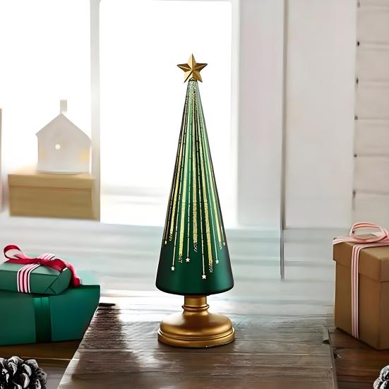 1/3Pcs Christmas Tree Decor with LED Light Built-in Timer Gradient Xmas Tree Sculptures Festive Home Decor