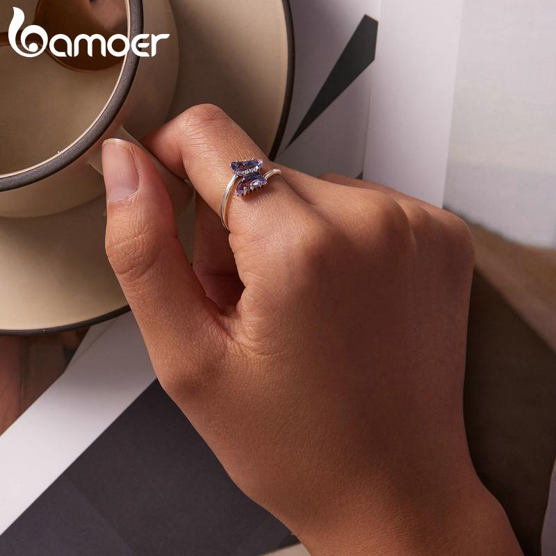 BAMOER из стерлингового серебра 925 пробы, нежное кольцо-бабочка для женщин, кольцо для девочек, размер 6, 7, 8, женское эффектное ювелирное изделие, подарок