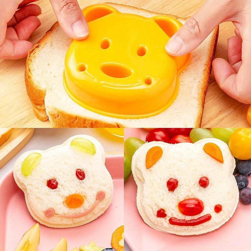 Cartoon Bear Sandwich Mold, Plastic Rice Ball Mold, DIY Breakfast Tools, Food Safe Kitchen Supplies, for School Lunch Box Essentials, Cookie Cutter