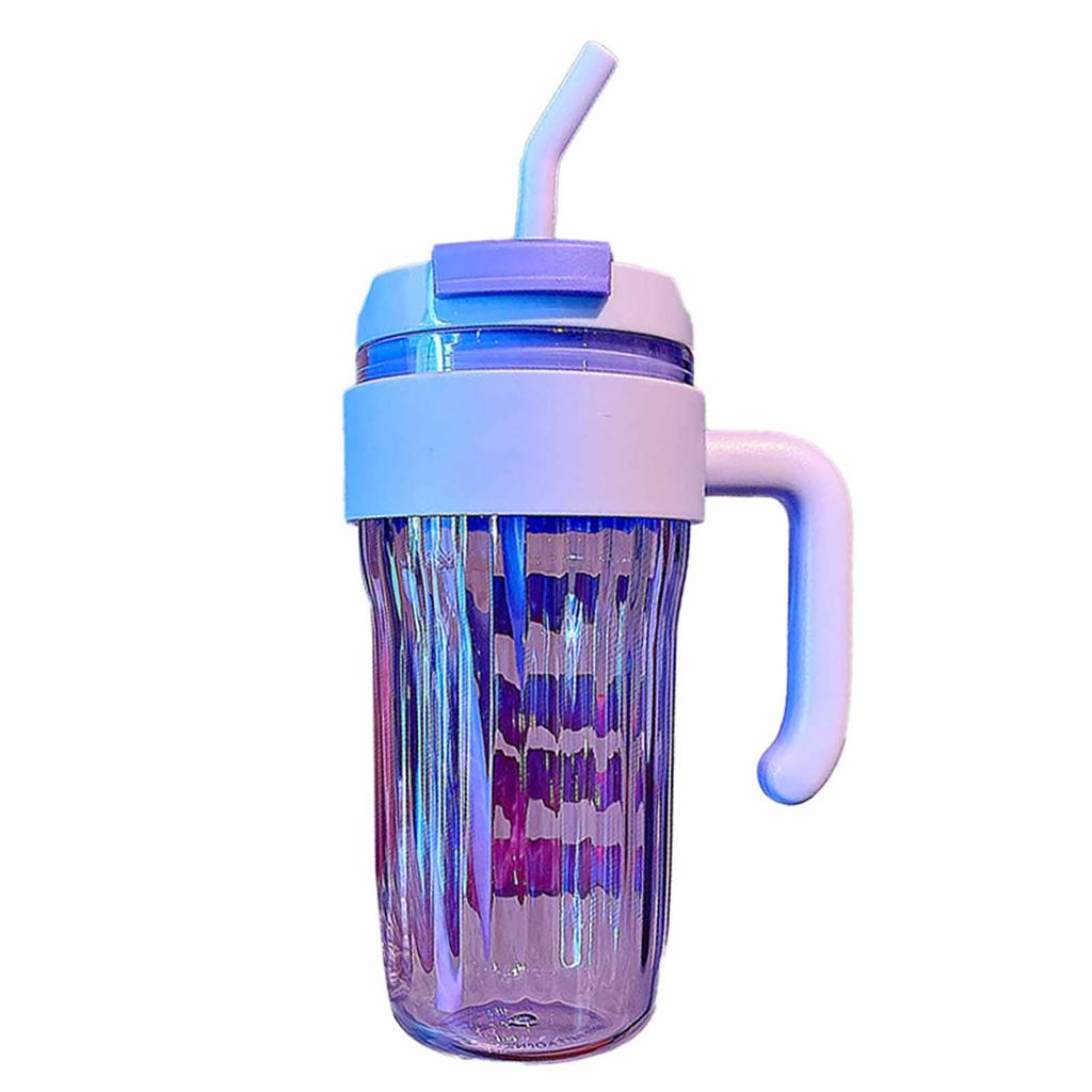 920ml Large Capacity Handheld Water Bottle Leakproof Sports Water Bottle with Straw for Sports Office Purple