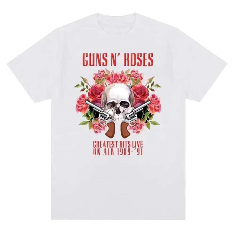 Футболка с графическим принтом Guns N Roses Винтажная Рок-группа Уличный стиль Короткий рукав Модная футболка с круглым вырезом Женская футболка Унисекс