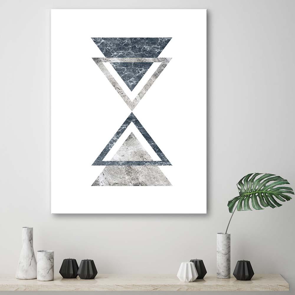 Печать на холсте Абстракция Мрамор Треугольники Синий