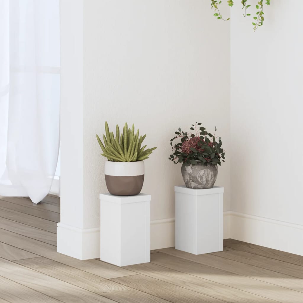 Vidaxl Podstawki Pod Doniczki, 2 Szt., Białe, 10X10X18 Cm
