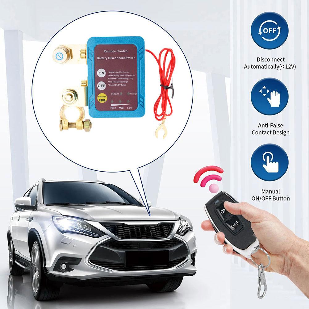 Remote Battery Disconnect Switch 12V 240A Kill Switch Automatic Power Shut Off Switch Remote Control Switch For Auto