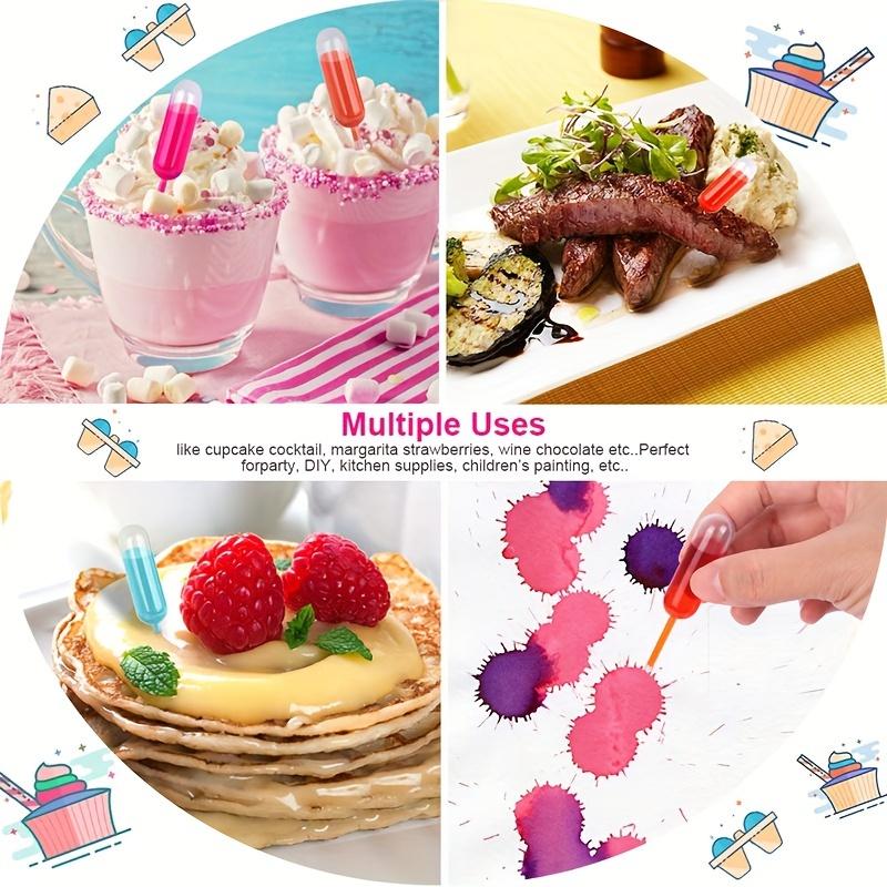 200pcs Strawberry Straw, Liquid Syringe Plastic Straw, Squeeze Dropper Disposable 4ml Flavor Syringe, for Chocolate Strawberry Ice Cream Mini Cake