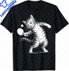Настольный теннис Черная кошка Пинг-понг Черный наряд Кошка Пинг-понг Футболка Уличная одежда Каваии Y2k Унисекс Одежда Футболка Мужская